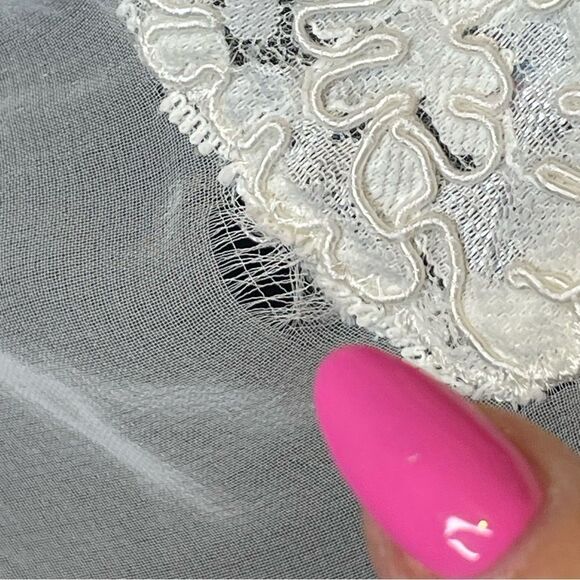 Vintage Etienne Bodysuit Sheer Lingerie Ivory White Flouncy Waist Size Small - Picture 7 of 15